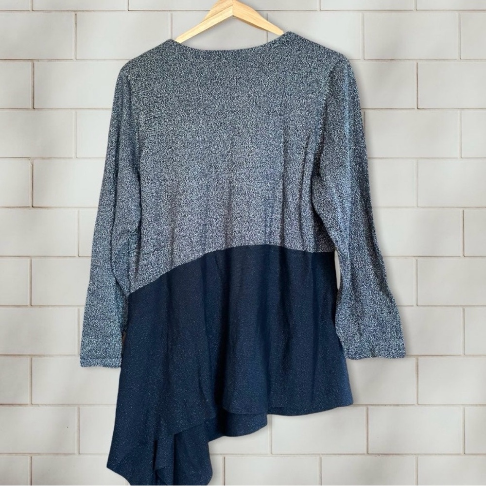 Alfani Black and Gray Shimmer Textured Knit Top - Picture 2 of 5